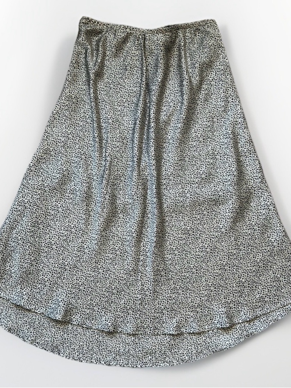 Snow Leopard Satin Maxi Skirt | Neutral Animal Print Slip Skirt Elastic Waist M